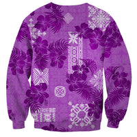 Hawaii Tapa Sweatshirt Hibiscus Mix Hawaiian Quilt Patches - Violet - Wonder Print Shop