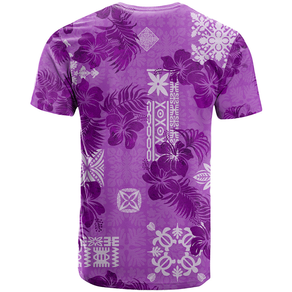 Hawaii Tapa T Shirt Hibiscus Mix Hawaiian Quilt Patches - Violet - Wonder Print Shop