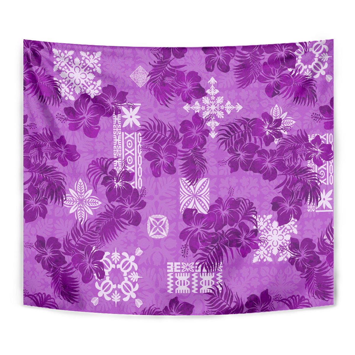 Hawaii Tapa Tapestry Hibiscus Mix Hawaiian Quilt Patches - Violet - Wonder Print Shop