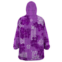 Hawaii Tapa Wearable Blanket Hoodie Hibiscus Mix Hawaiian Quilt Patches - Violet - Wonder Print Shop