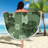 Hawaii Tapa Beach Blanket Hibiscus Mix Hawaiian Quilt Patches - Sage Green LT7 - Wonder Print Shop