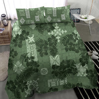 Hawaii Tapa Bedding Set Hibiscus Mix Hawaiian Quilt Patches - Sage Green LT7 - Wonder Print Shop