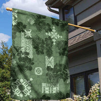 Hawaii Tapa Garden Flag Hibiscus Mix Hawaiian Quilt Patches - Sage Green - Wonder Print Shop