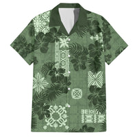 Hawaii Tapa Hawaiian Shirt Hibiscus Mix Hawaiian Quilt Patches - Sage Green - Wonder Print Shop