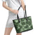 Hawaii Tapa Leather Tote Bag Hibiscus Mix Hawaiian Quilt Patches - Sage Green - Wonder Print Shop