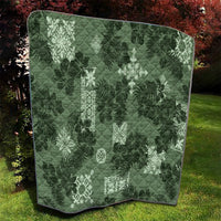 Hawaii Tapa Quilt Hibiscus Mix Hawaiian Quilt Patches - Sage Green - Wonder Print Shop