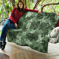 Hawaii Tapa Quilt Hibiscus Mix Hawaiian Quilt Patches - Sage Green - Wonder Print Shop