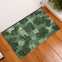 Hawaii Tapa Rubber Doormat Hibiscus Mix Hawaiian Quilt Patches - Sage Green - Wonder Print Shop