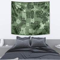 Hawaii Tapa Tapestry Hibiscus Mix Hawaiian Quilt Patches - Sage Green - Wonder Print Shop