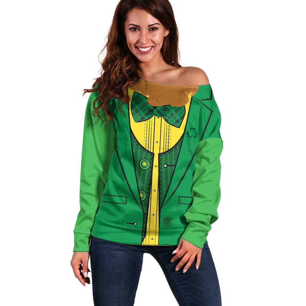 St.Patrick Leprechaun Inspired Funny Off Shoulder Sweater - Wonder Print Shop