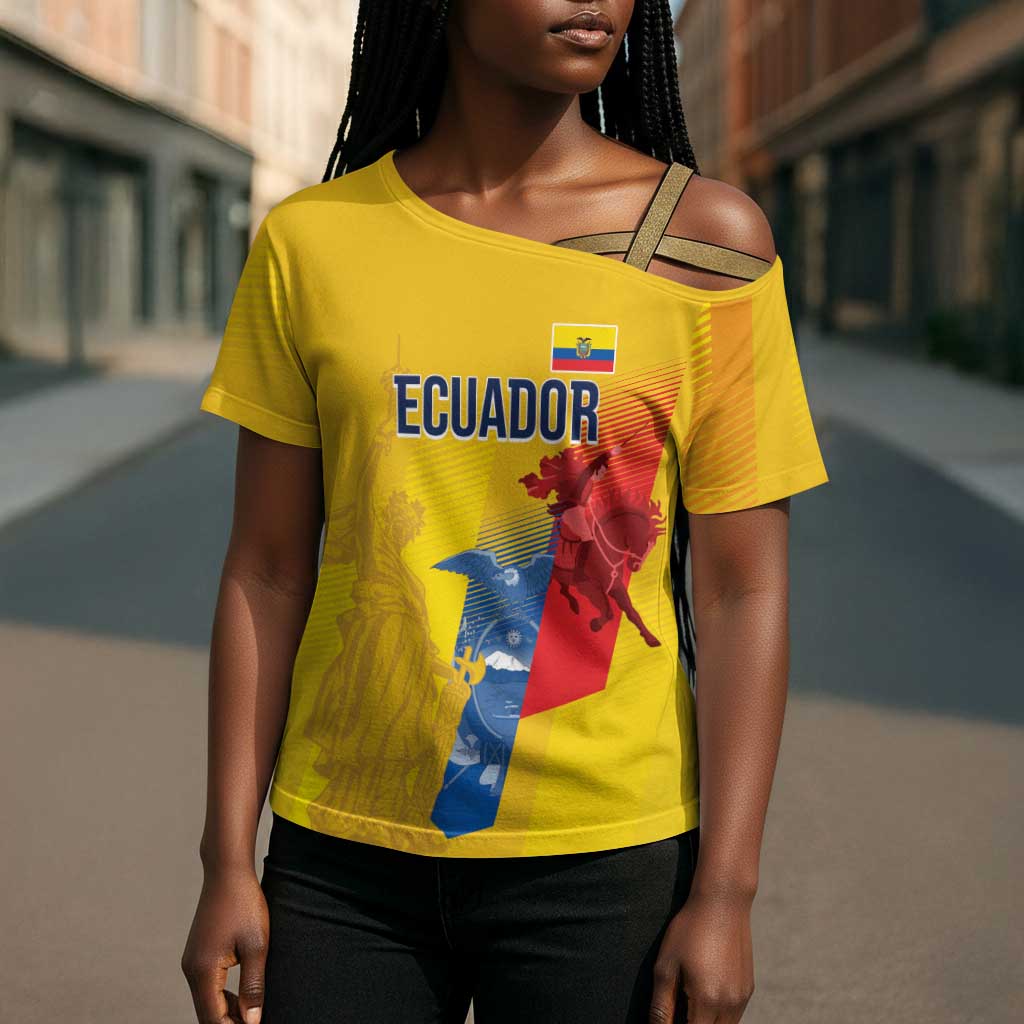 Ecuador Football Custom WC2026 Cross Shoulder Shirt Historical Symbols - Wonder Print Shop