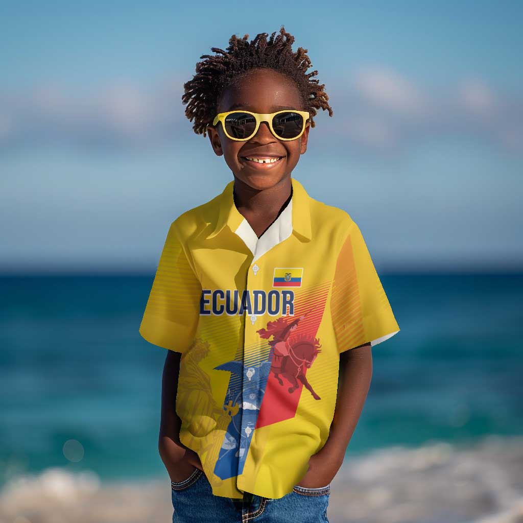 Ecuador Football Custom WC2026 Kid Hawaiian Shirt Historical Symbols - Wonder Print Shop