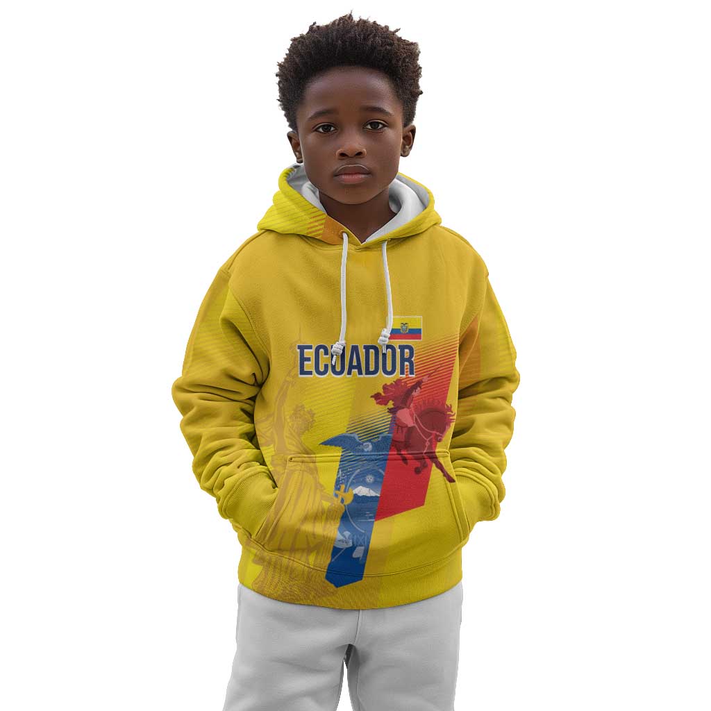 Ecuador Football Custom WC2026 Kid Hoodie Historical Symbols - Wonder Print Shop