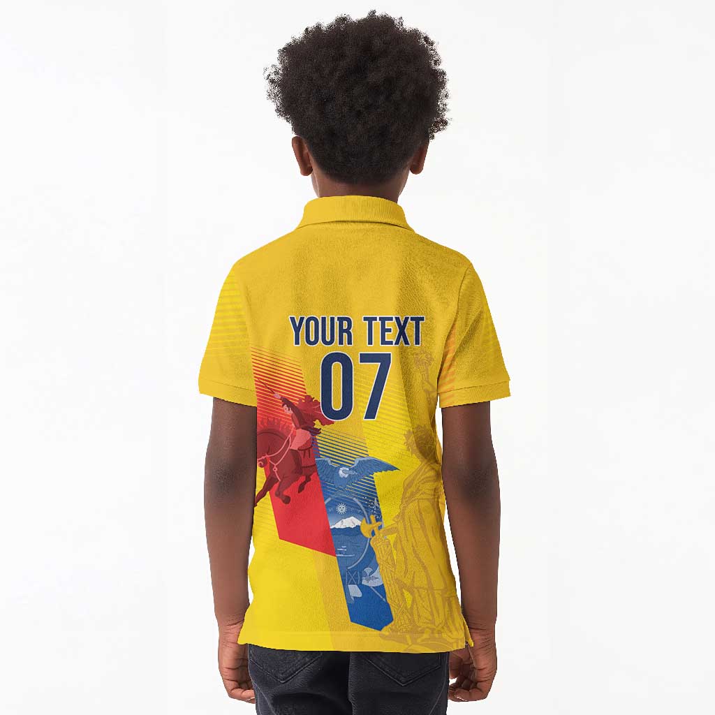 Ecuador Football Custom WC2026 Kid Polo Shirt Historical Symbols - Wonder Print Shop