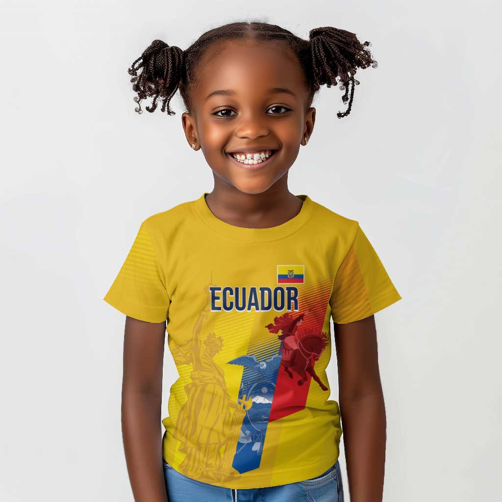 Ecuador Football Custom WC2026 Kid T shirt Historical Symbols - Wonder Print Shop