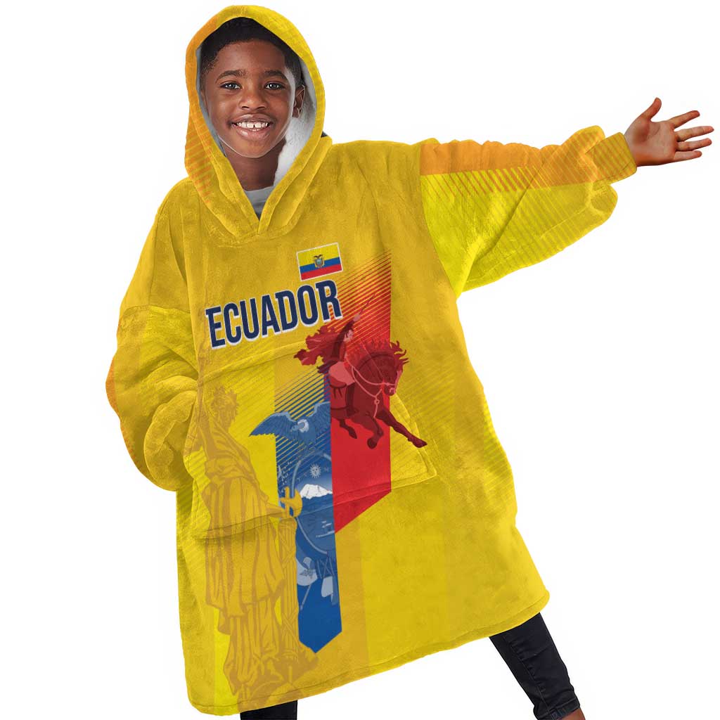 Ecuador Football Custom WC2026 Kid Wearable Blanket Hoodie Historical Symbols - Wonder Print Shop