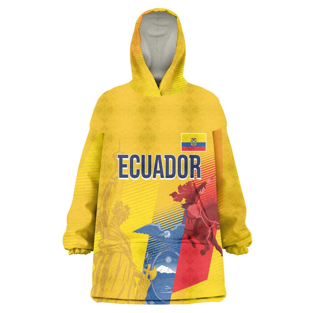 Ecuador Football Custom WC2026 Kid Wearable Blanket Hoodie Historical Symbols - Wonder Print Shop