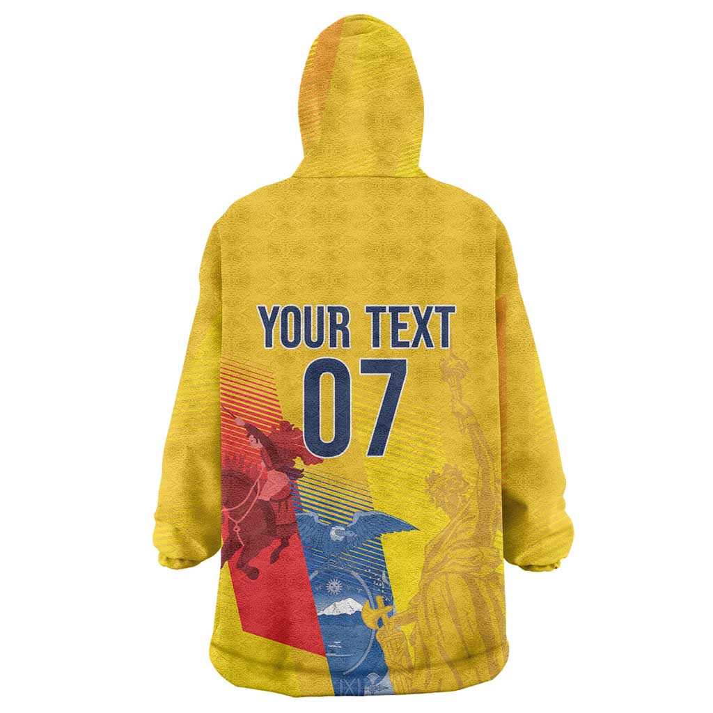 Ecuador Football Custom WC2026 Kid Wearable Blanket Hoodie Historical Symbols - Wonder Print Shop