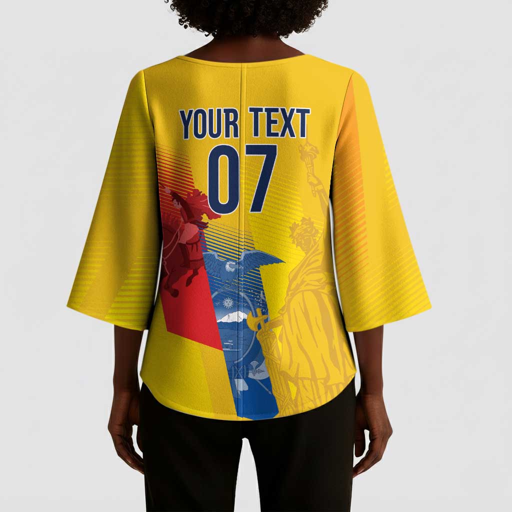Ecuador Football Custom WC2026 Kimono Sleeve Blouse Historical Symbols - Wonder Print Shop