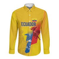 Ecuador Football Custom WC2026 Long Sleeve Button Shirt Historical Symbols - Wonder Print Shop