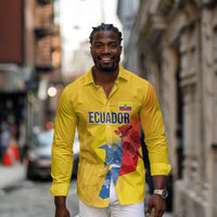 Ecuador Football Custom WC2026 Long Sleeve Button Shirt Historical Symbols - Wonder Print Shop