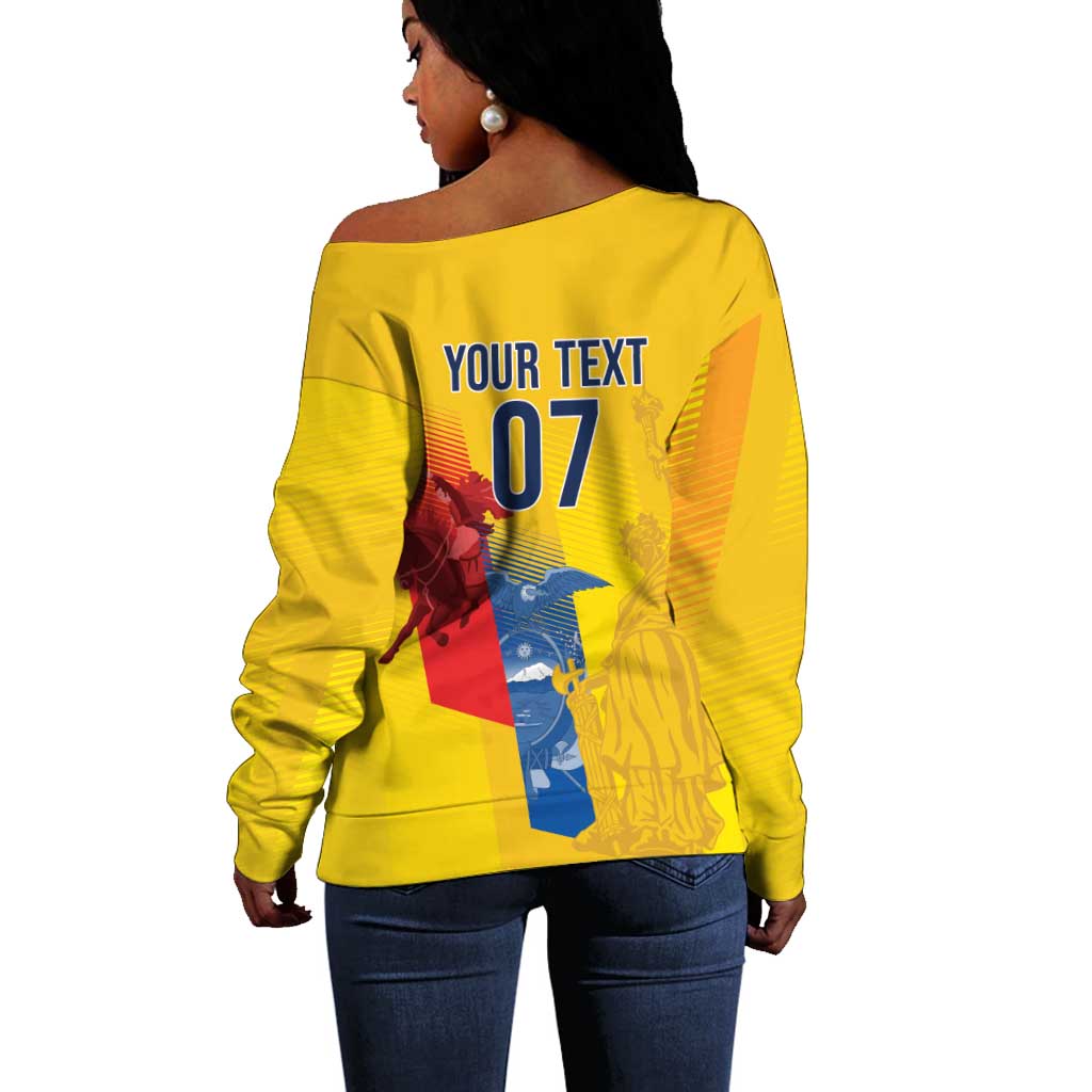 Ecuador Football Custom WC2026 Off Shoulder Sweater Historical Symbols - Wonder Print Shop