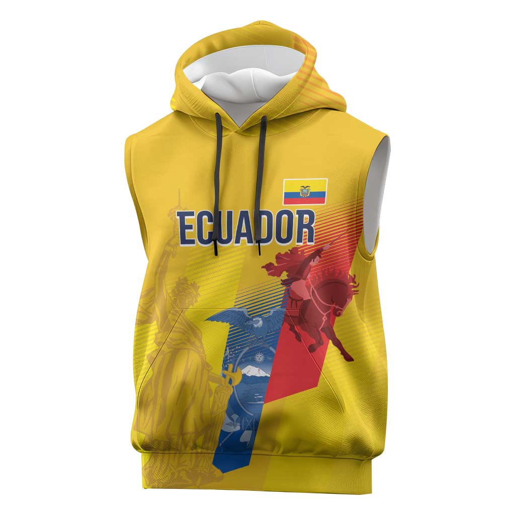 Ecuador Football Custom WC2026 Sleeveless Hoodie Historical Symbols - Wonder Print Shop