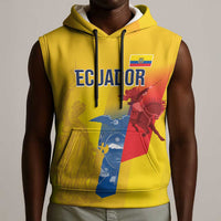 Ecuador Football Custom WC2026 Sleeveless Hoodie Historical Symbols - Wonder Print Shop