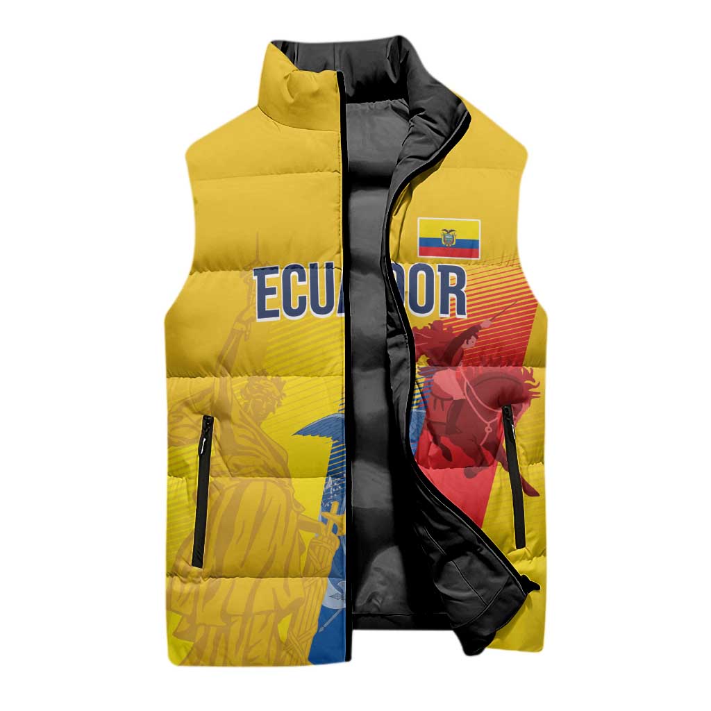 Ecuador Football Custom WC2026 Sleeveless Puffer Jacket Historical Symbols - Wonder Print Shop