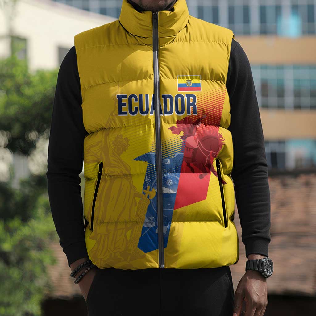 Ecuador Football Custom WC2026 Sleeveless Puffer Jacket Historical Symbols - Wonder Print Shop