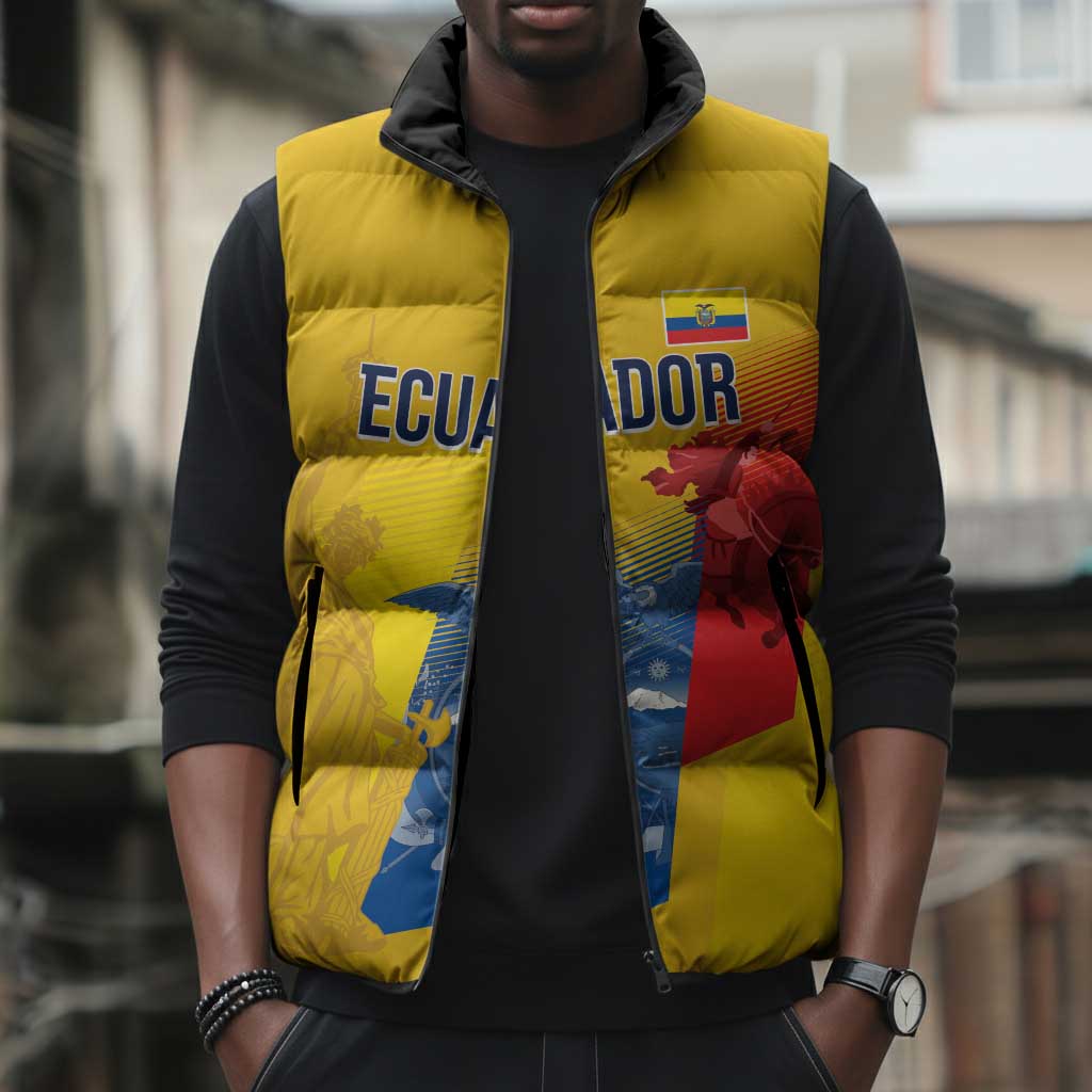 Ecuador Football Custom WC2026 Sleeveless Puffer Jacket Historical Symbols - Wonder Print Shop