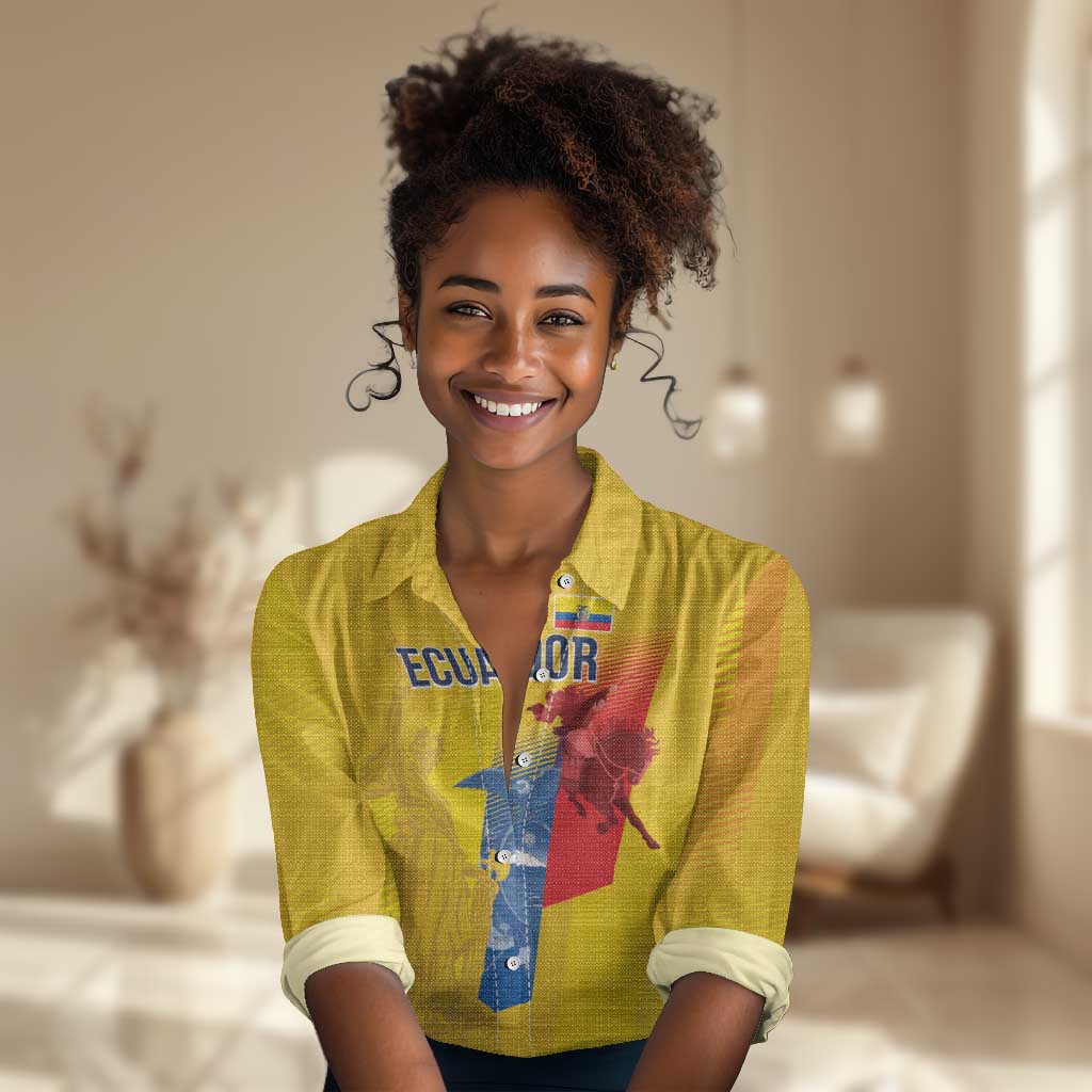 Ecuador Football Custom WC2026 Women Casual Shirt Historical Symbols - Wonder Print Shop