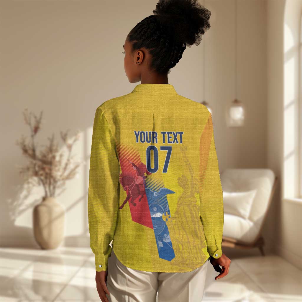 Ecuador Football Custom WC2026 Women Casual Shirt Historical Symbols - Wonder Print Shop