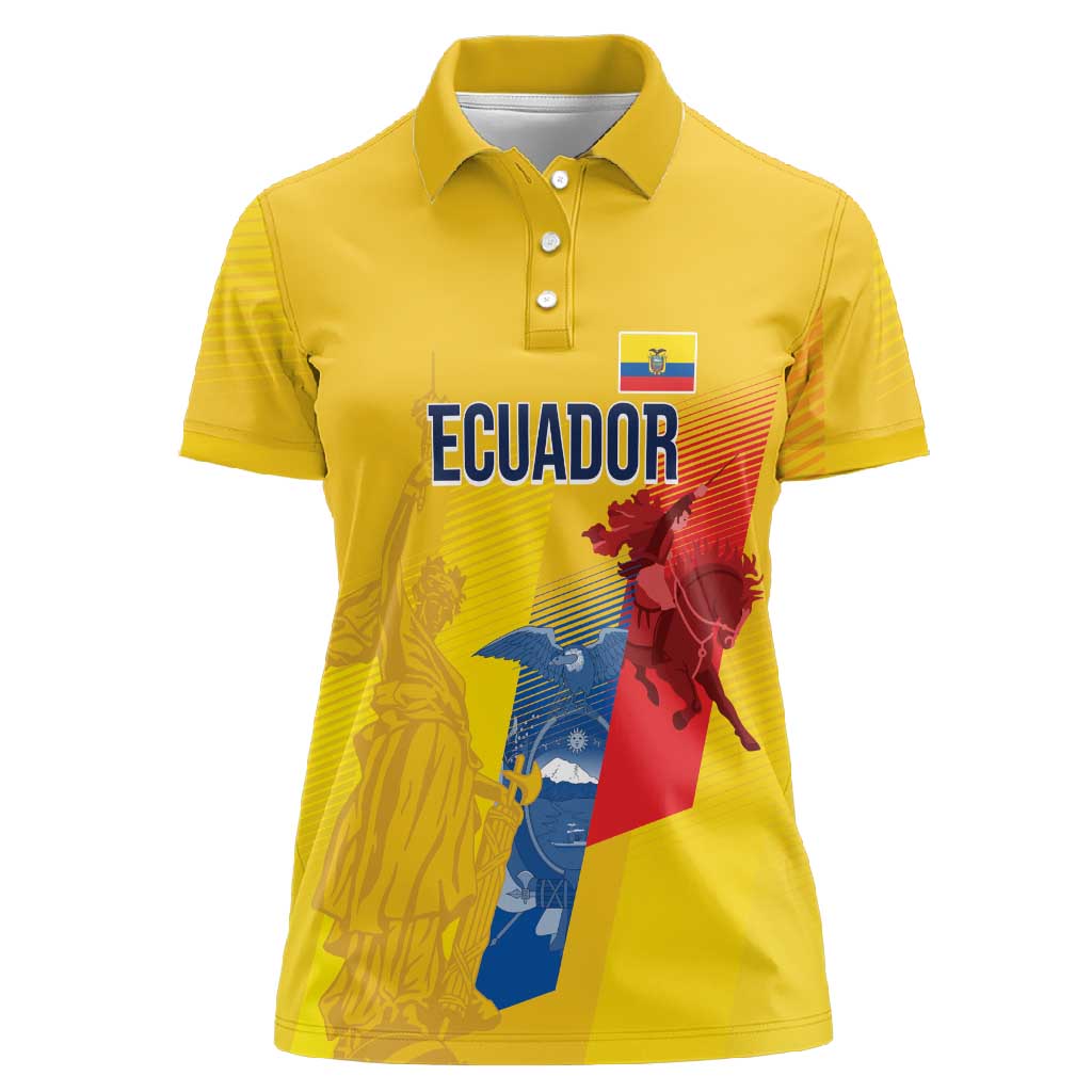 Ecuador Football Custom WC2026 Women Polo Shirt Historical Symbols - Wonder Print Shop
