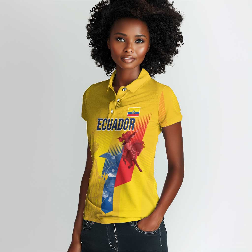 Ecuador Football Custom WC2026 Women Polo Shirt Historical Symbols - Wonder Print Shop