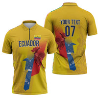 Ecuador Football Custom WC2026 Zipper Polo Shirt Historical Symbols - Wonder Print Shop