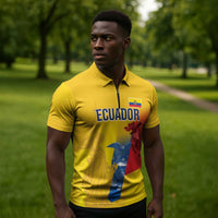 Ecuador Football Custom WC2026 Zipper Polo Shirt Historical Symbols - Wonder Print Shop