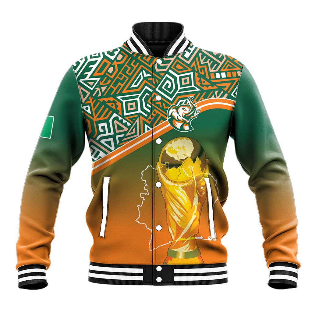 Ivory Coast Football Tribal Patterns Baseball Jacket WC2026 - Wonder Print Shop