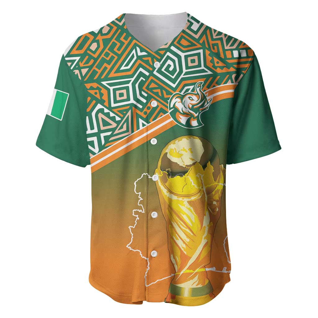 Ivory Coast Football Tribal Patterns Baseball Jersey WC2026 - Wonder Print Shop