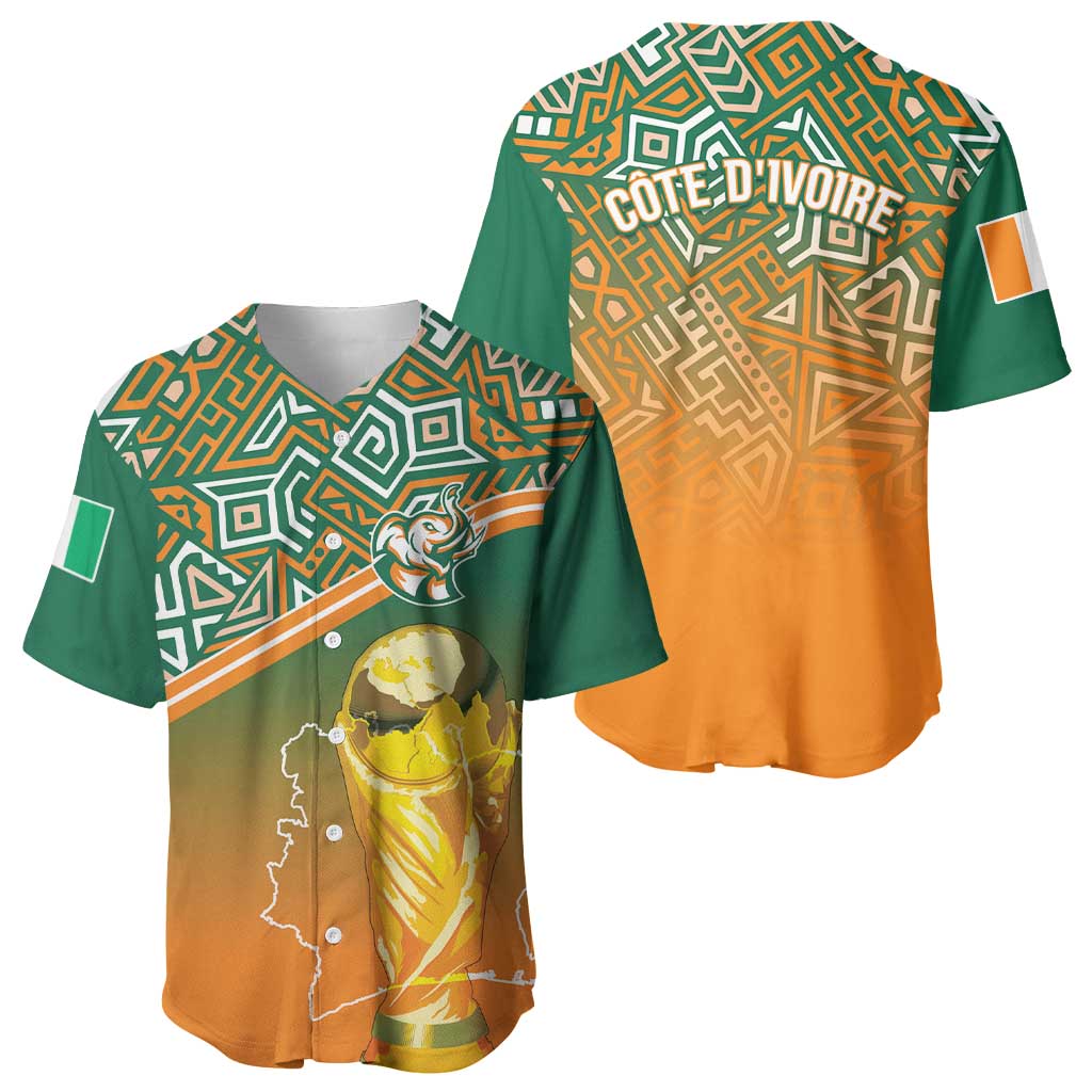 Ivory Coast Football Tribal Patterns Baseball Jersey WC2026 - Wonder Print Shop