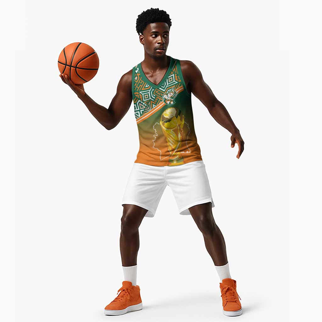 Ivory Coast Football Tribal Patterns Basketball Jersey WC2026 - Wonder Print Shop