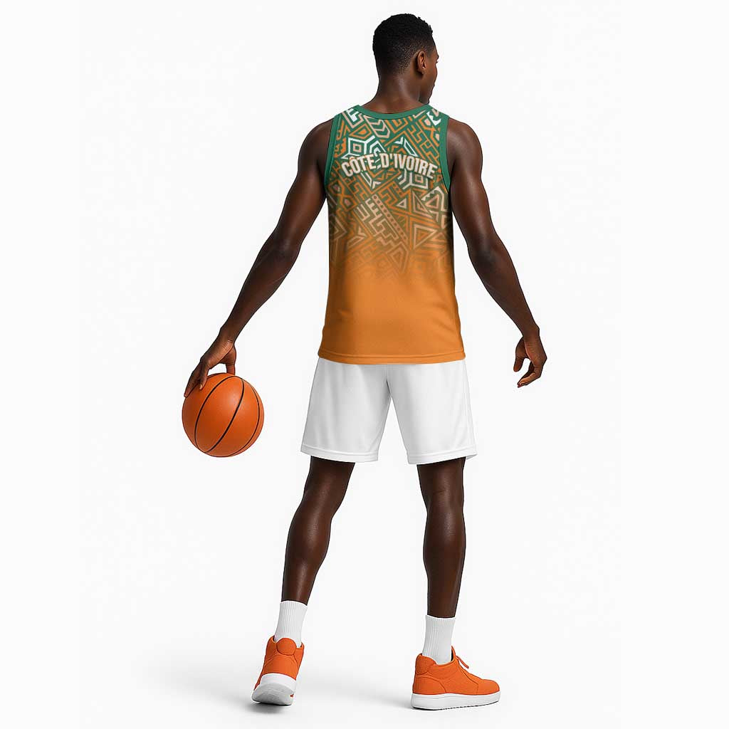 Ivory Coast Football Tribal Patterns Basketball Jersey WC2026 - Wonder Print Shop