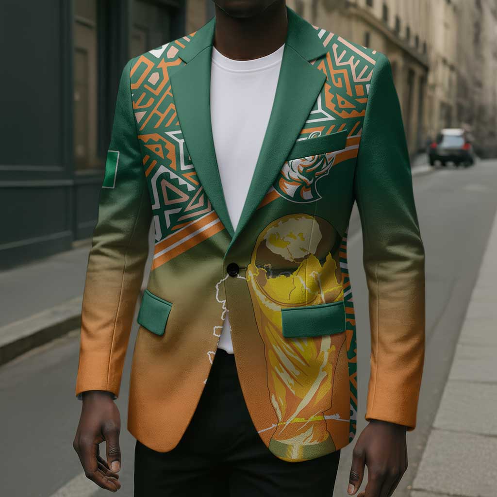 Ivory Coast Football Tribal Patterns Blazer WC2026 - Wonder Print Shop