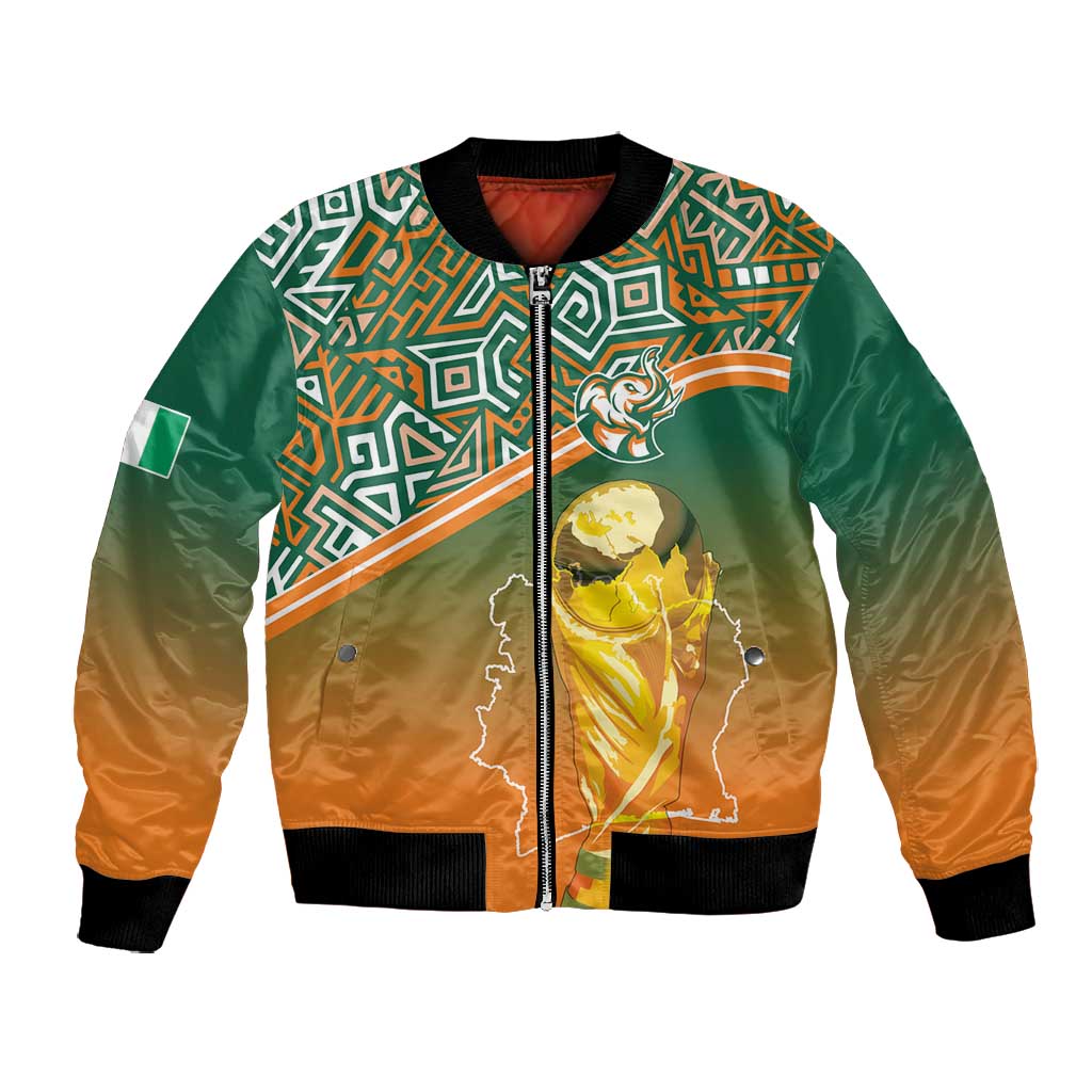 Ivory Coast Football Tribal Patterns Bomber Jacket WC2026 - Wonder Print Shop