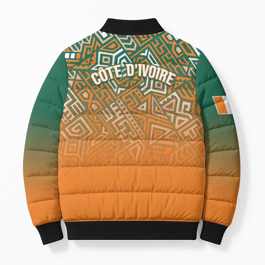 Ivory Coast Football Tribal Patterns Bomber Puffer Jacket WC2026 - Wonder Print Shop