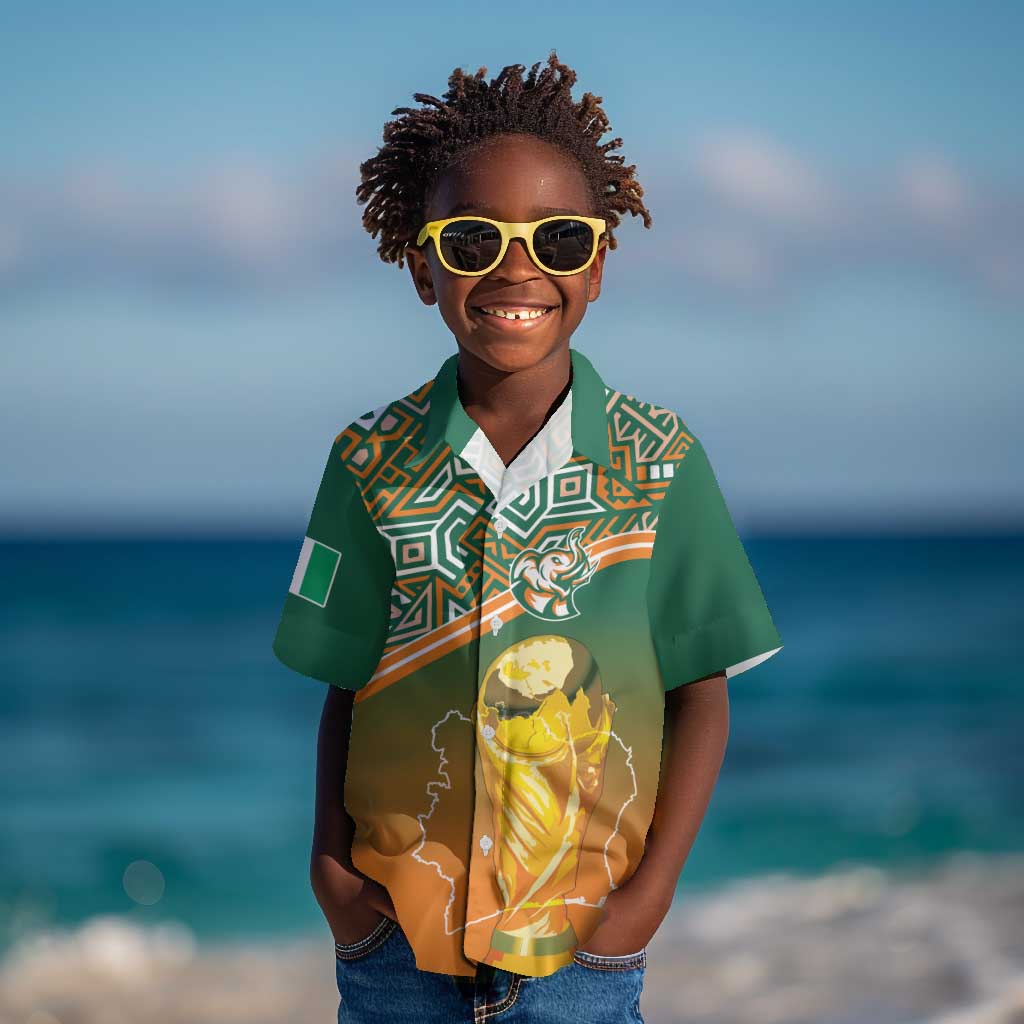 Ivory Coast Football Tribal Patterns Kid Hawaiian Shirt WC2026 - Wonder Print Shop