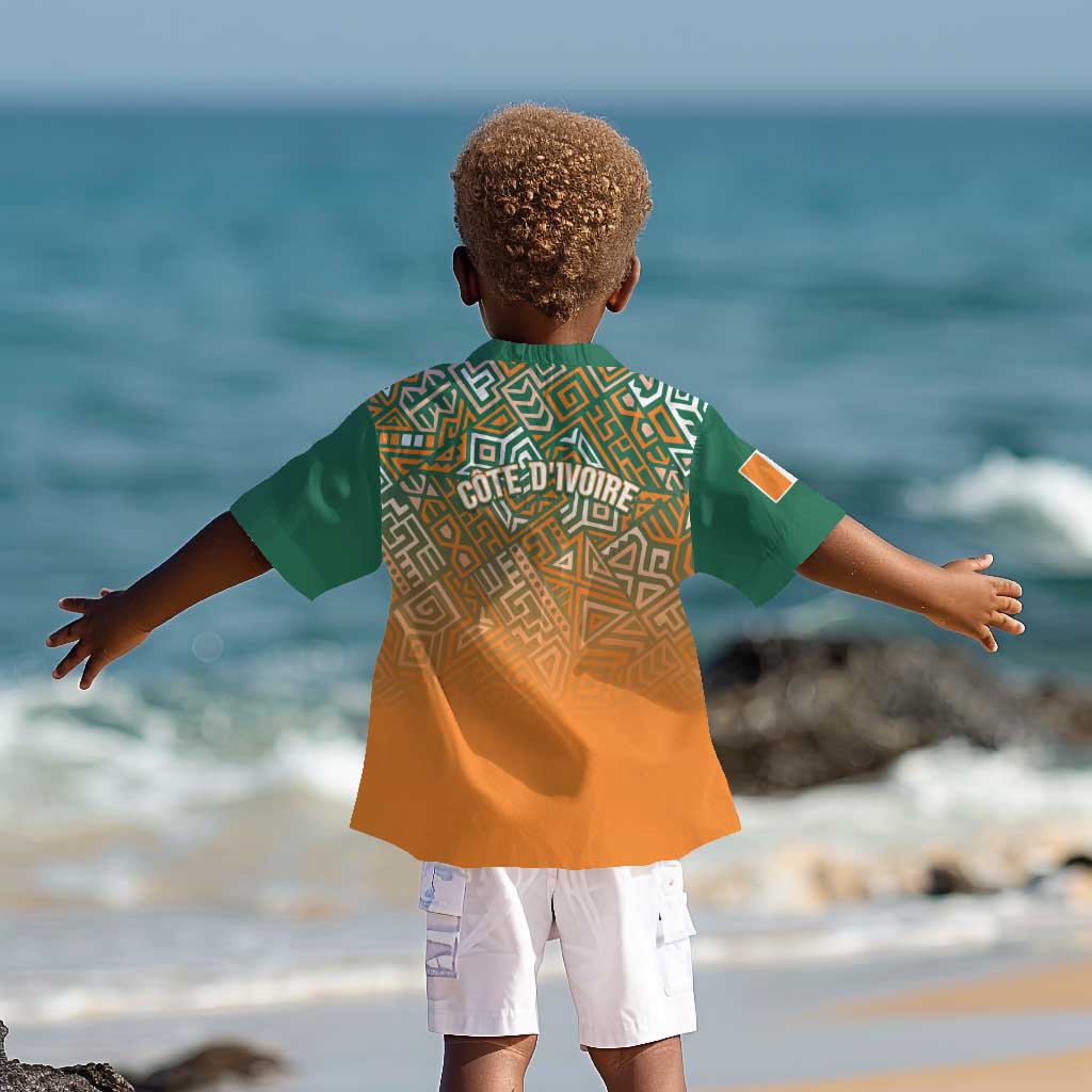 Ivory Coast Football Tribal Patterns Kid Hawaiian Shirt WC2026 - Wonder Print Shop