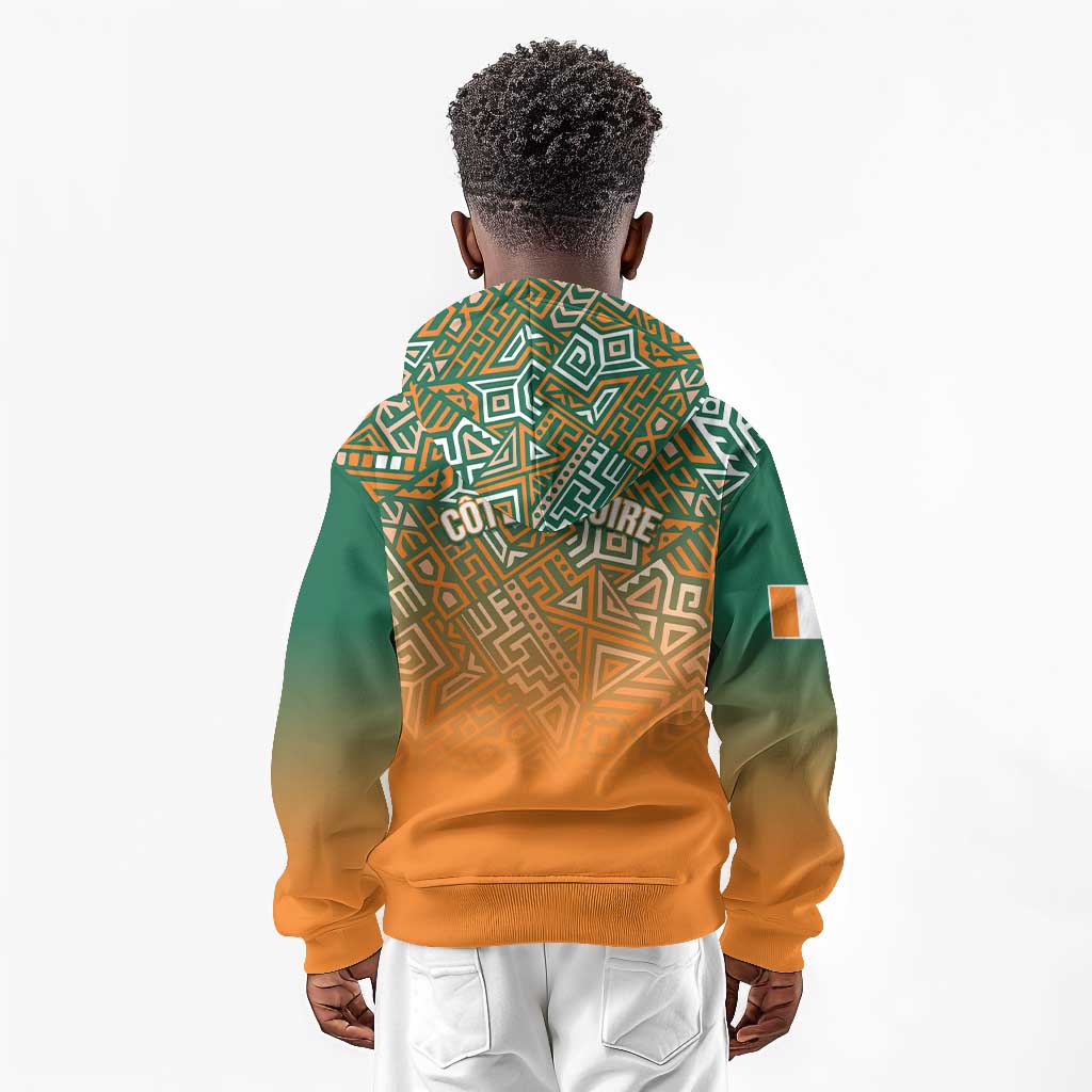 Ivory Coast Football Tribal Patterns Kid Hoodie WC2026 - Wonder Print Shop