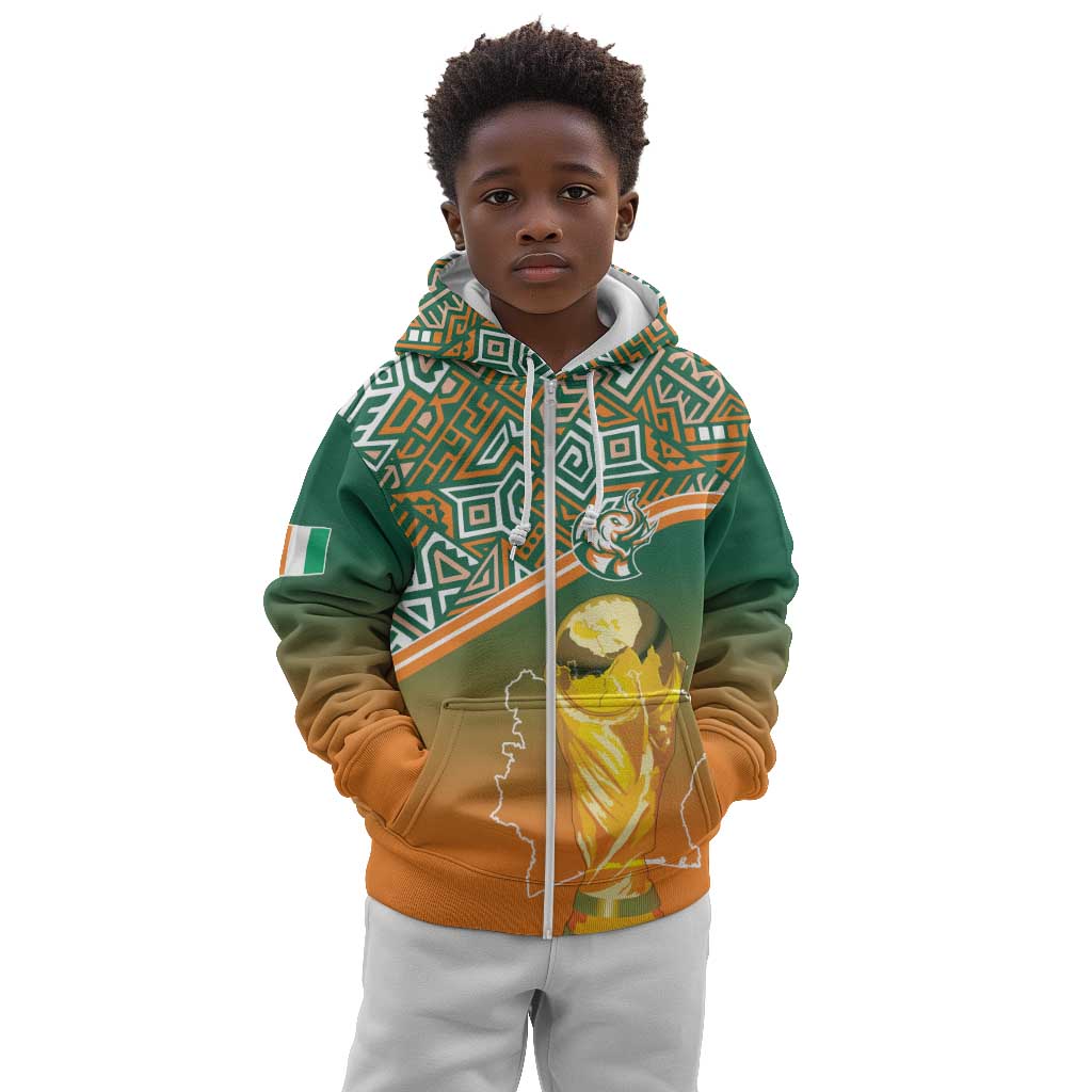 Ivory Coast Football Tribal Patterns Kid Hoodie WC2026 - Wonder Print Shop