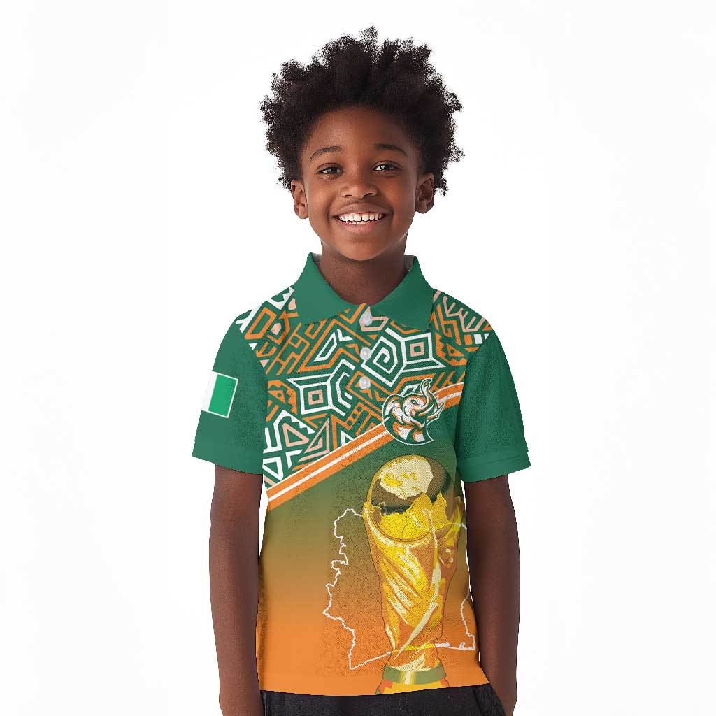 Ivory Coast Football Tribal Patterns Kid Polo Shirt WC2026 - Wonder Print Shop